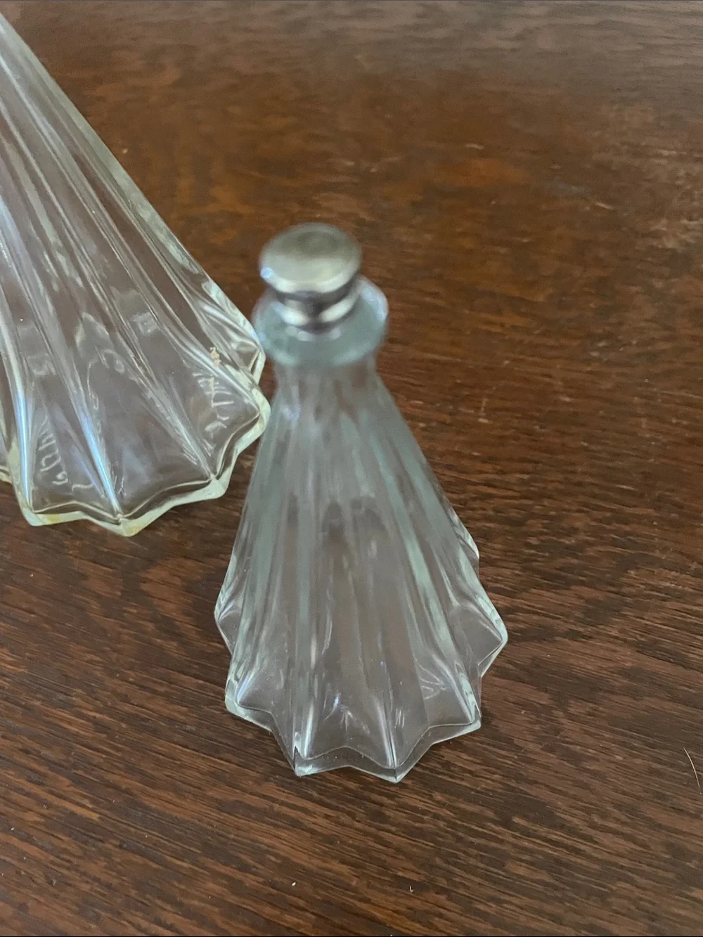Vintage perfume bottles with lids with star shape base